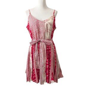 Banana Republic Factory NWT Size L Red Sunset Patchwork Flare Hem Mini Sundress